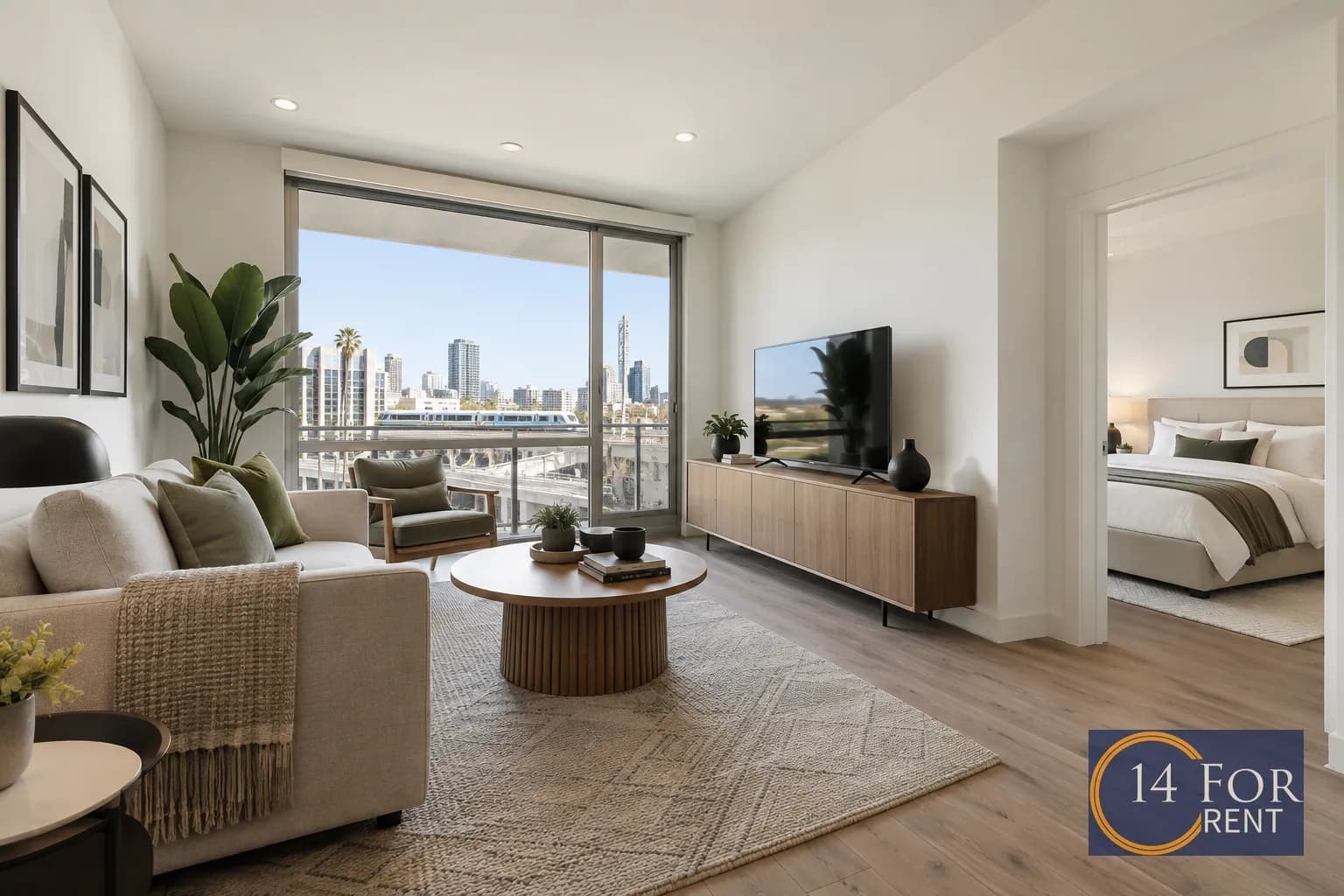One-bedroom apartment interior featuring metro access in Los Angeles.