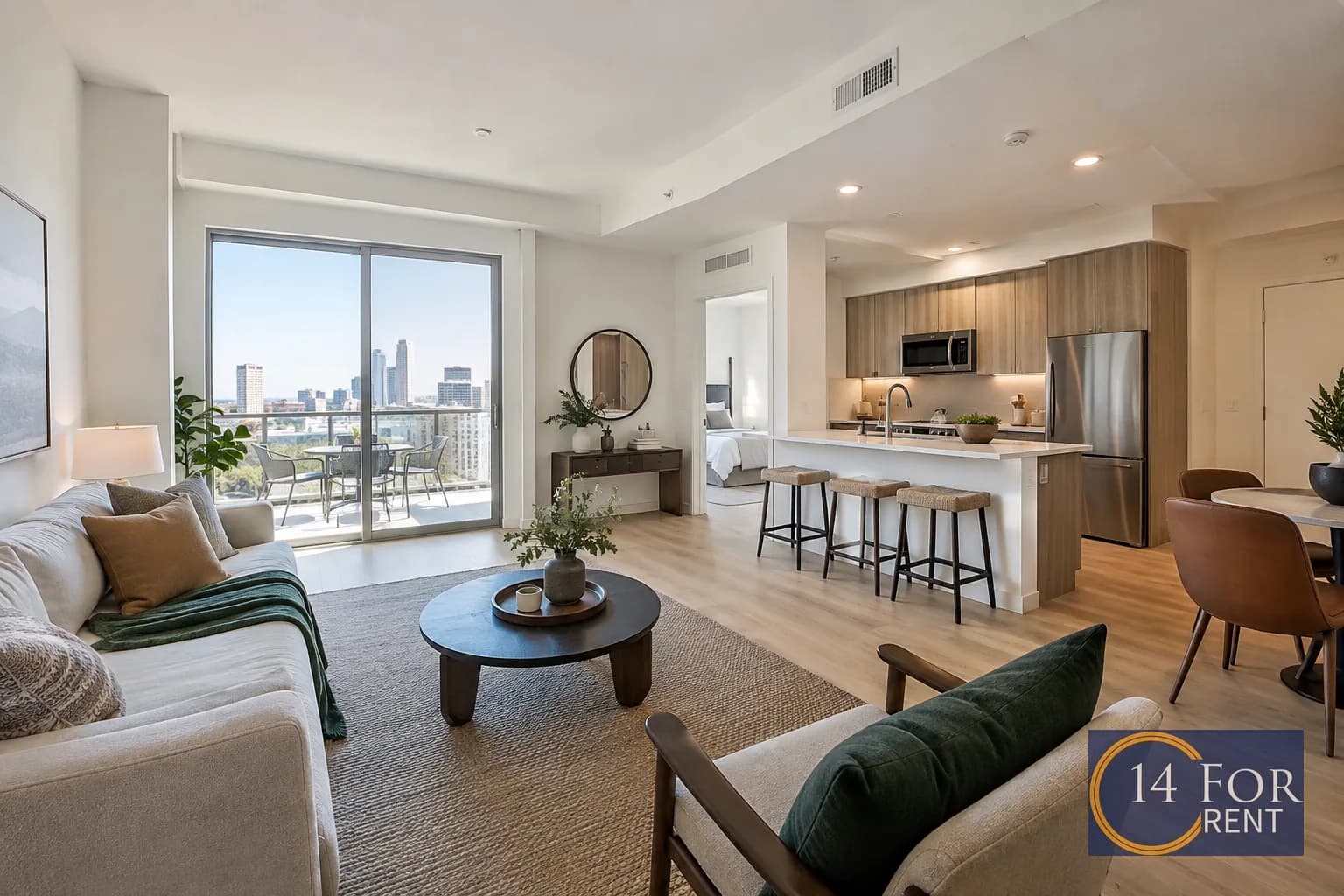 One-bedroom apartment interior featuring metro access in Los Angeles.