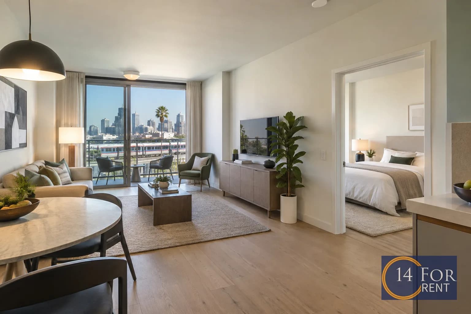 One-bedroom apartment interior featuring metro access in Los Angeles.