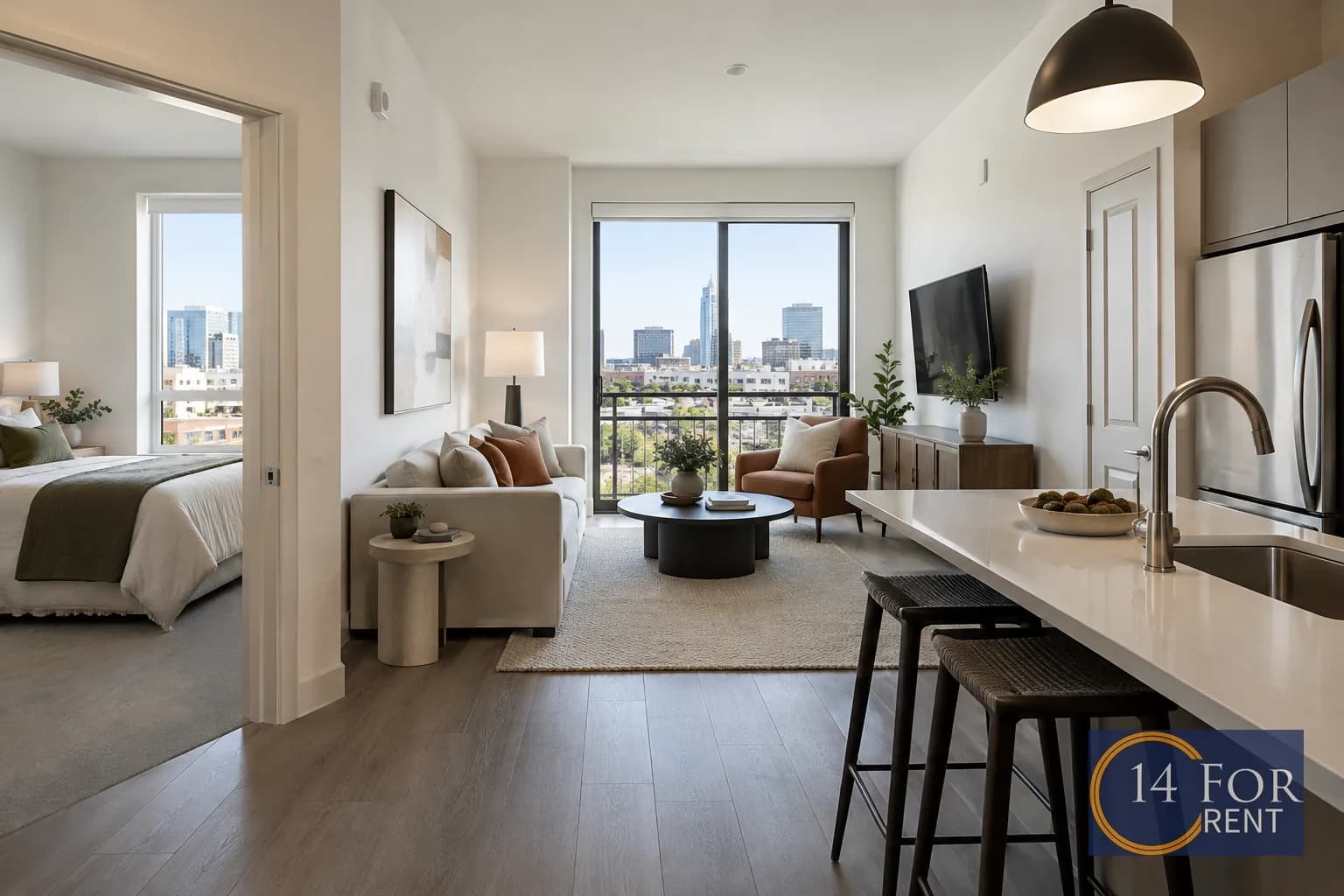 One-bedroom apartment interior featuring metro access in Los Angeles.