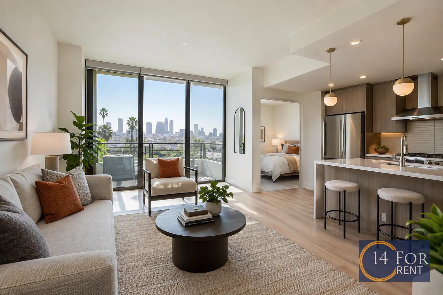 One-bedroom apartment interior featuring metro access in Los Angeles.