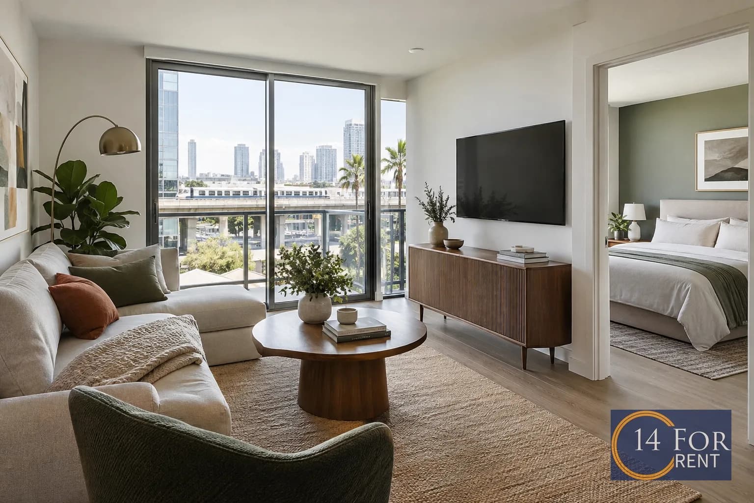 One-bedroom apartment interior featuring metro access in Los Angeles.