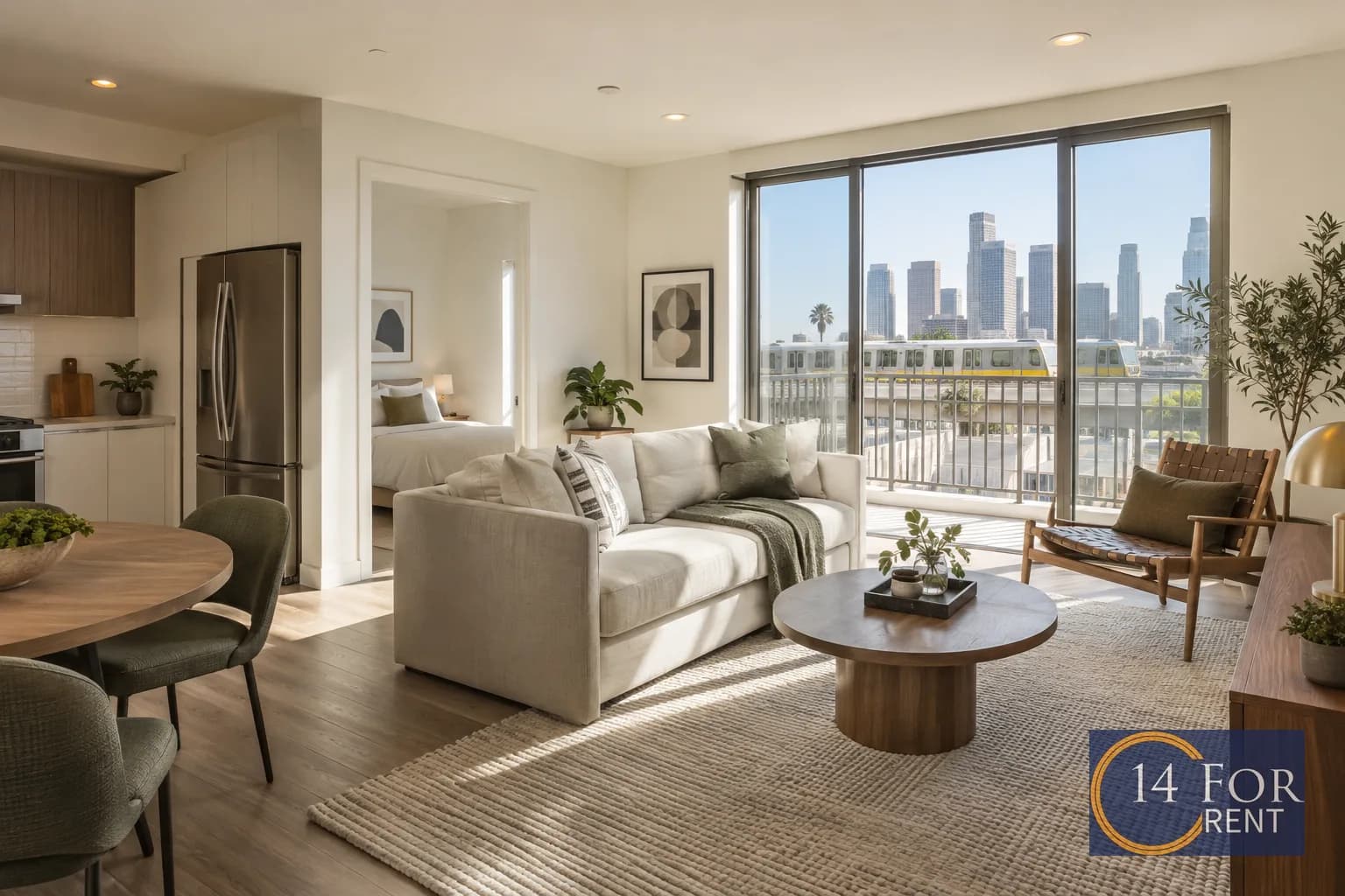 One-bedroom apartment interior featuring metro access in Los Angeles.