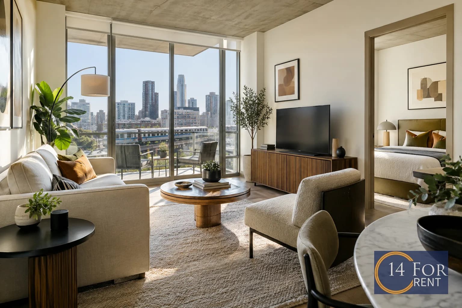 One-bedroom apartment interior featuring metro access in Los Angeles.