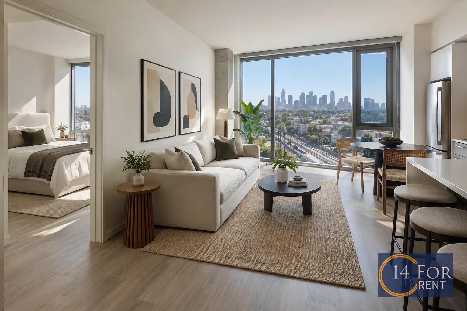 One-bedroom apartment interior featuring metro access in Los Angeles.
