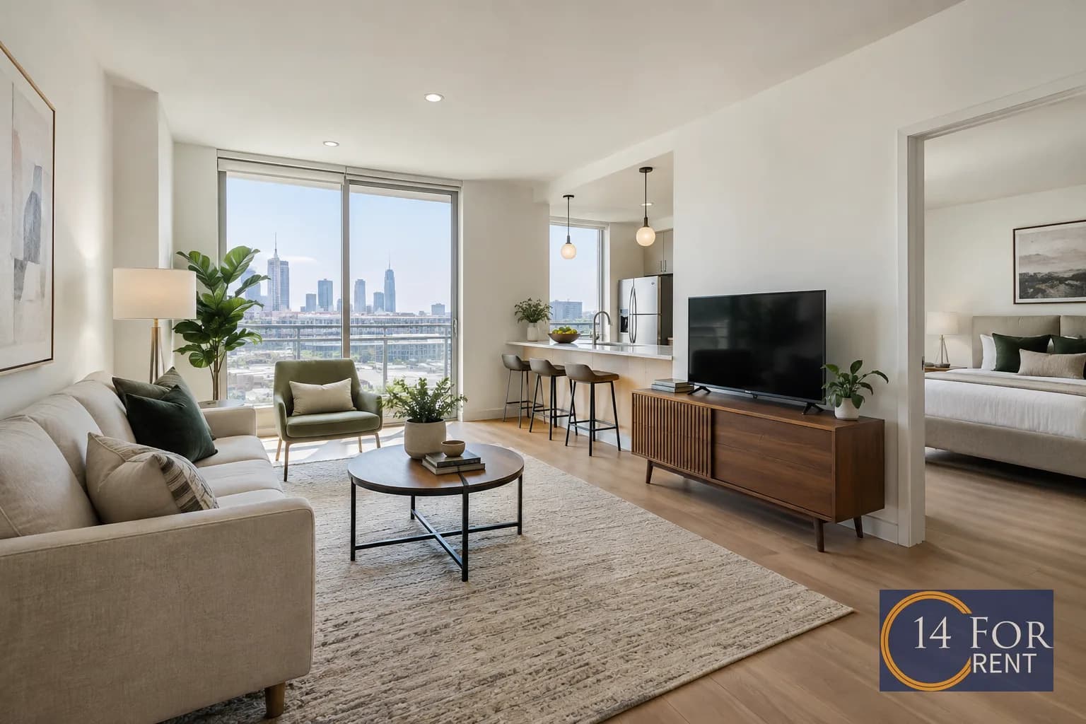 One-bedroom apartment interior featuring metro access in Los Angeles.