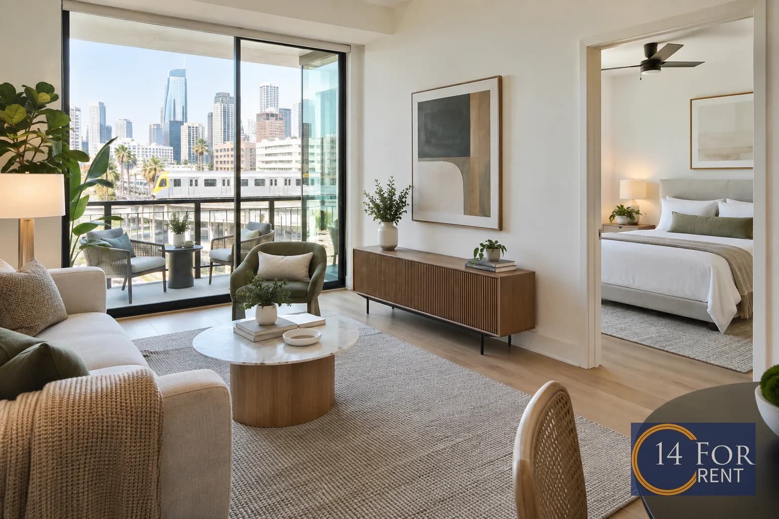 One-bedroom apartment interior featuring metro access in Los Angeles.