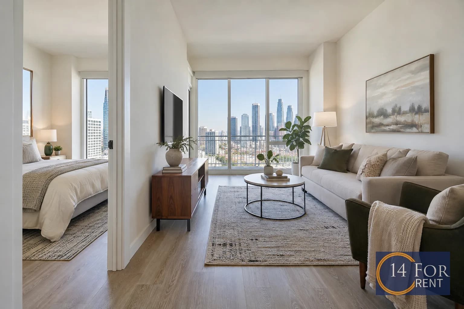 One-bedroom apartment interior featuring metro access in Los Angeles.