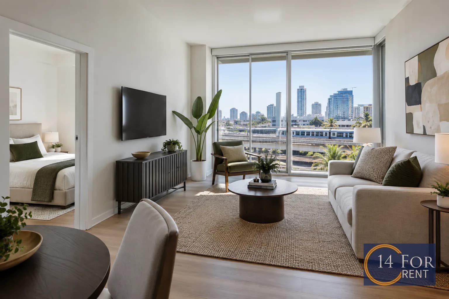 One-bedroom apartment interior featuring metro access in Los Angeles.