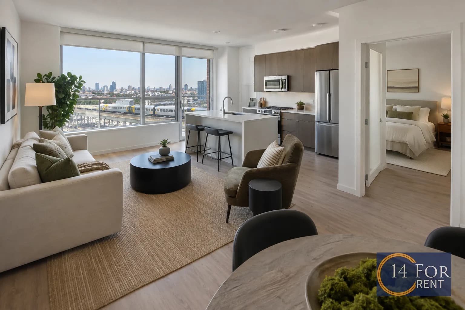 One-bedroom apartment interior featuring metro access in Los Angeles.