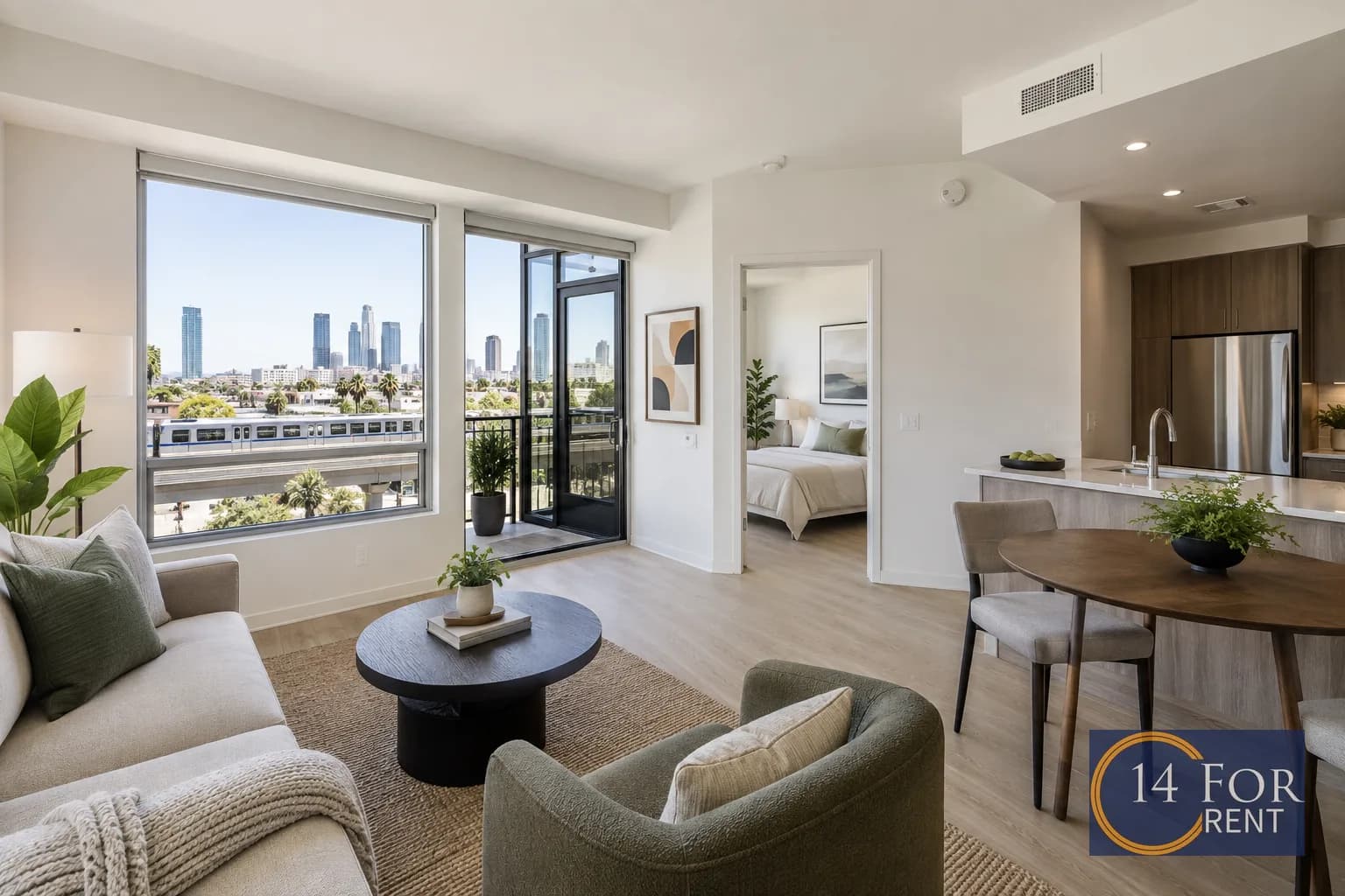 One-bedroom apartment interior featuring metro access in Los Angeles.
