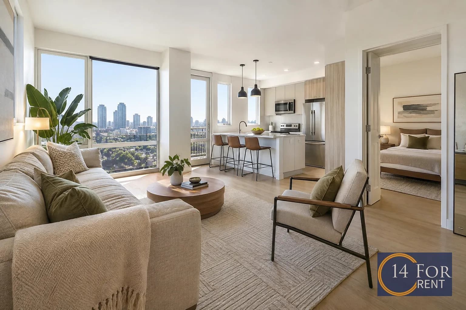 One-bedroom apartment interior featuring metro access in Los Angeles.