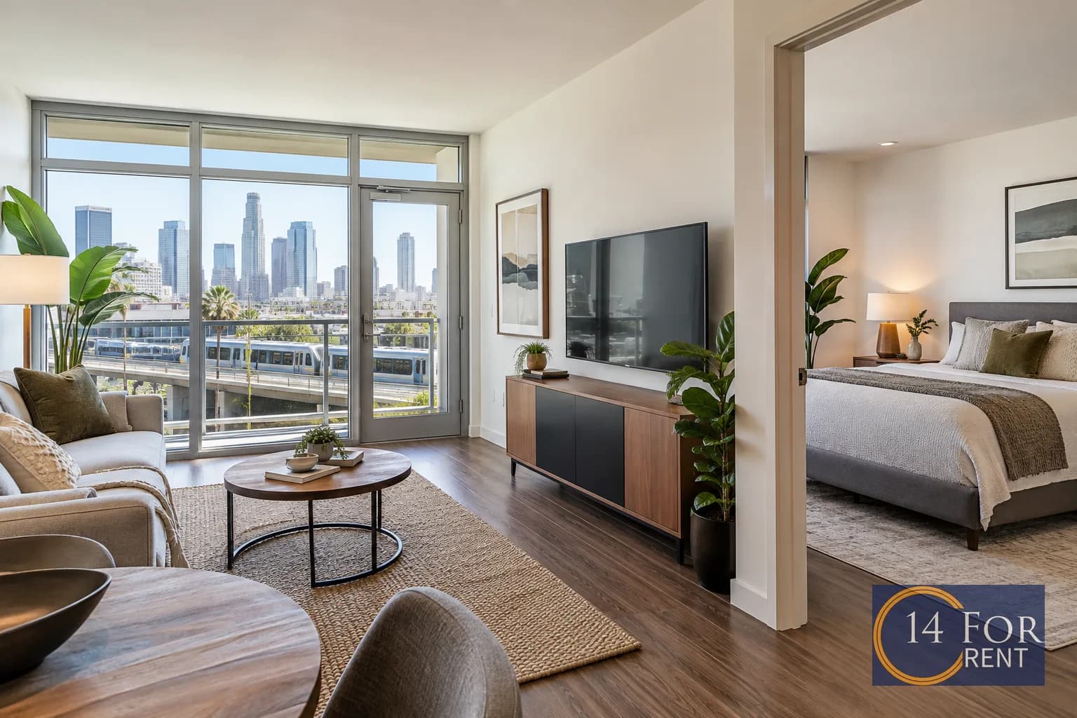 One-bedroom apartment interior featuring metro access in Los Angeles.